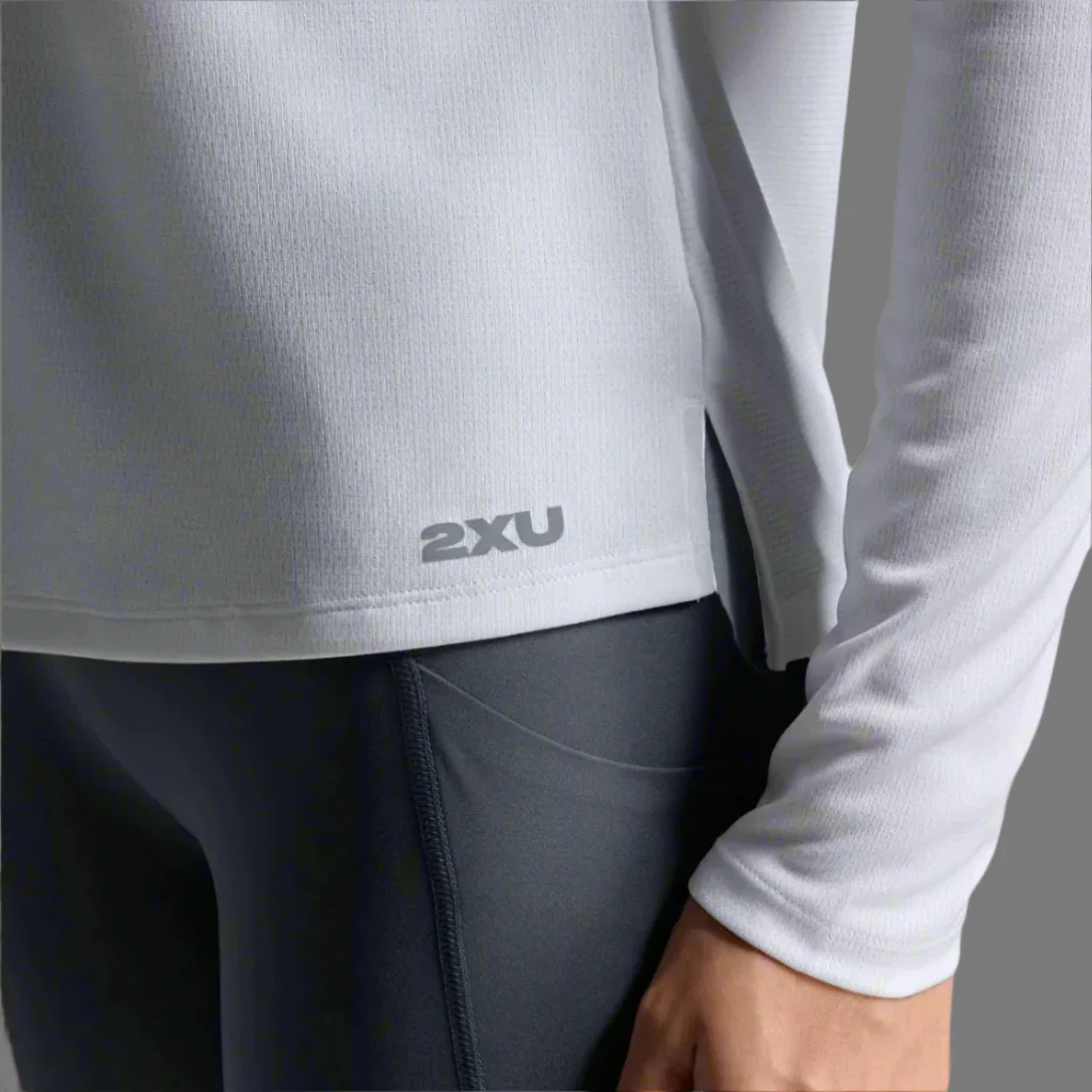 2XU Aero Mesh Long Sleeve Tee | White / Silver Reflective | Womens - Image 2