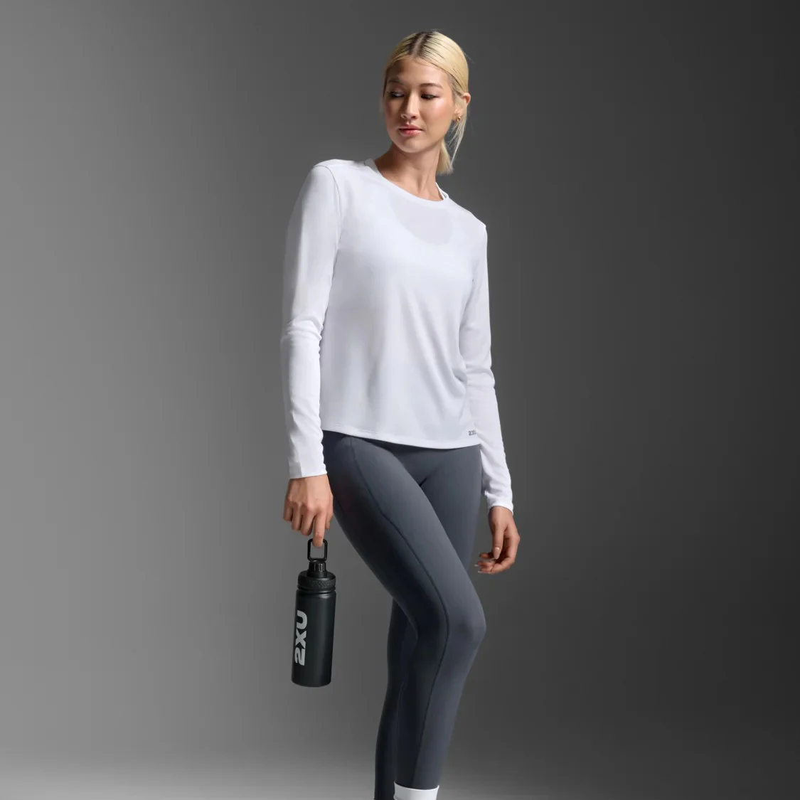 2XU Aero Mesh Long Sleeve Tee | White / Silver Reflective | Womens - Image 4