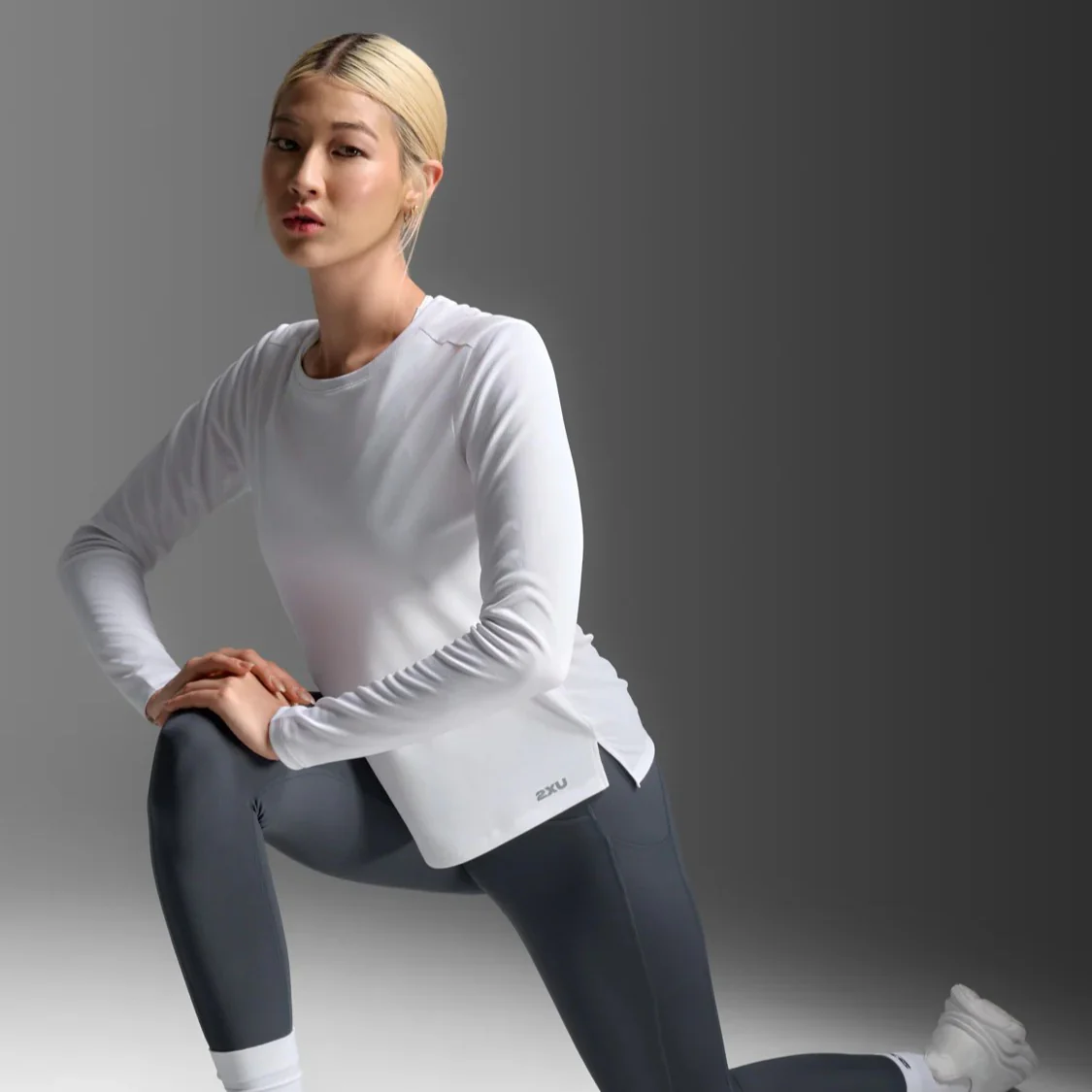 2XU Aero Mesh Long Sleeve Tee | White / Silver Reflective | Womens - Image 5