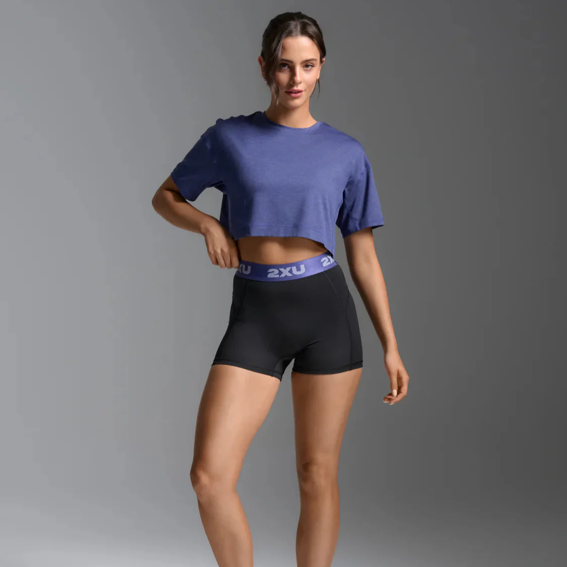 2XU Everyday Compression 3 inch Short Tights | Black / Future Dusk | Womens - Image 2