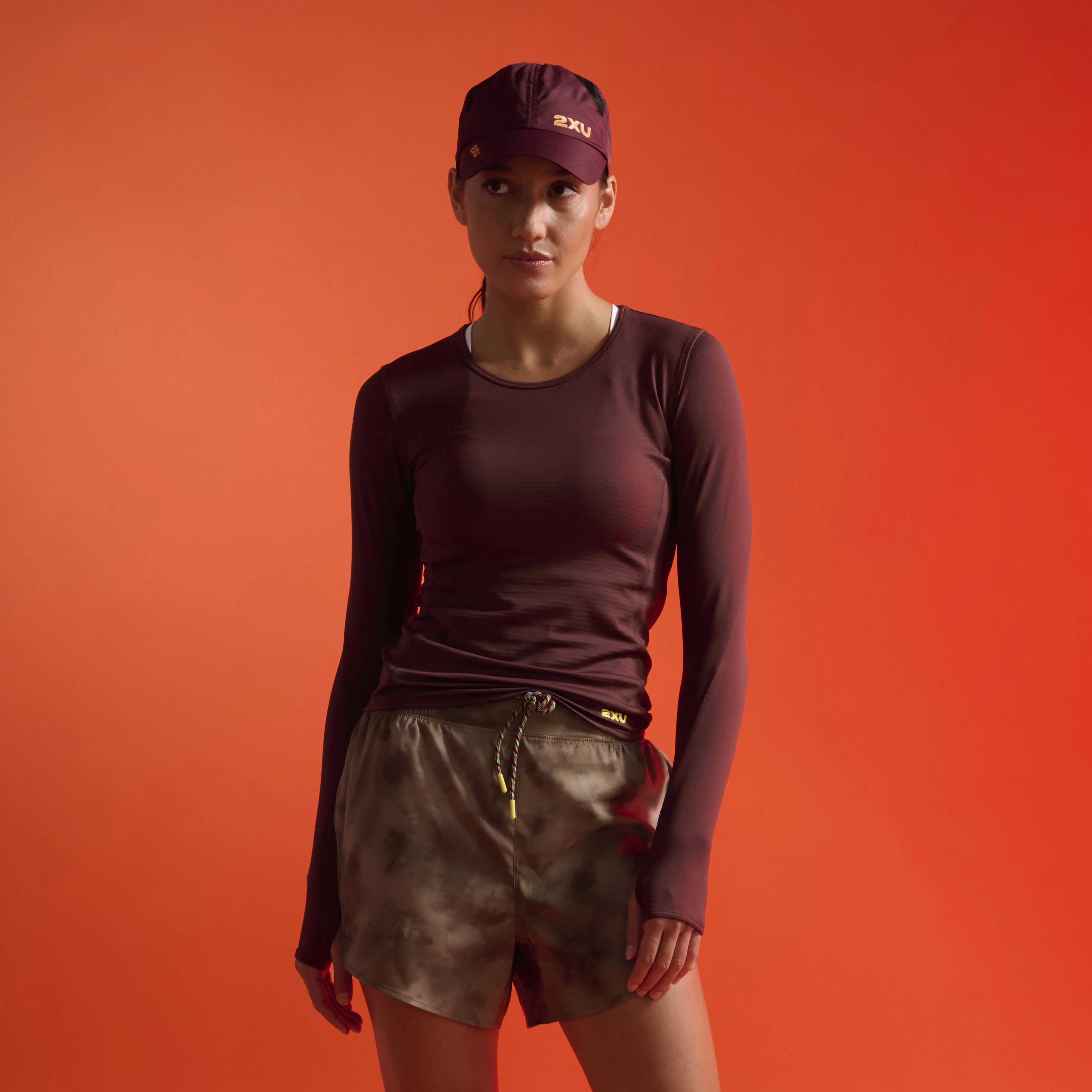 2XU Ignition Grid Base Layer | Earthberry / Wattle Mist Reflective | Womens