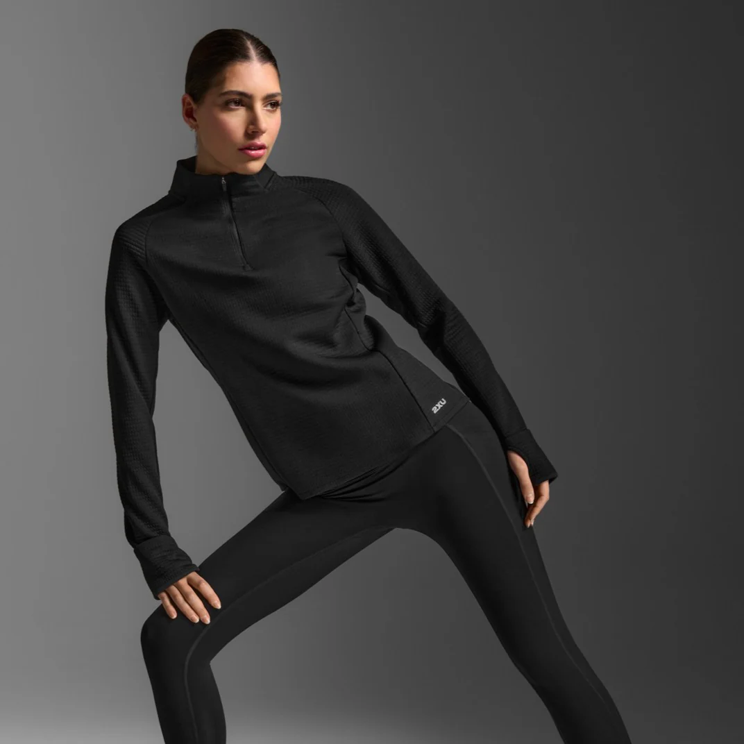 2XU Ignition Hyper-Haptic 1/4 Zip Fleece | Black / Silver Reflective | Womens - Image 7