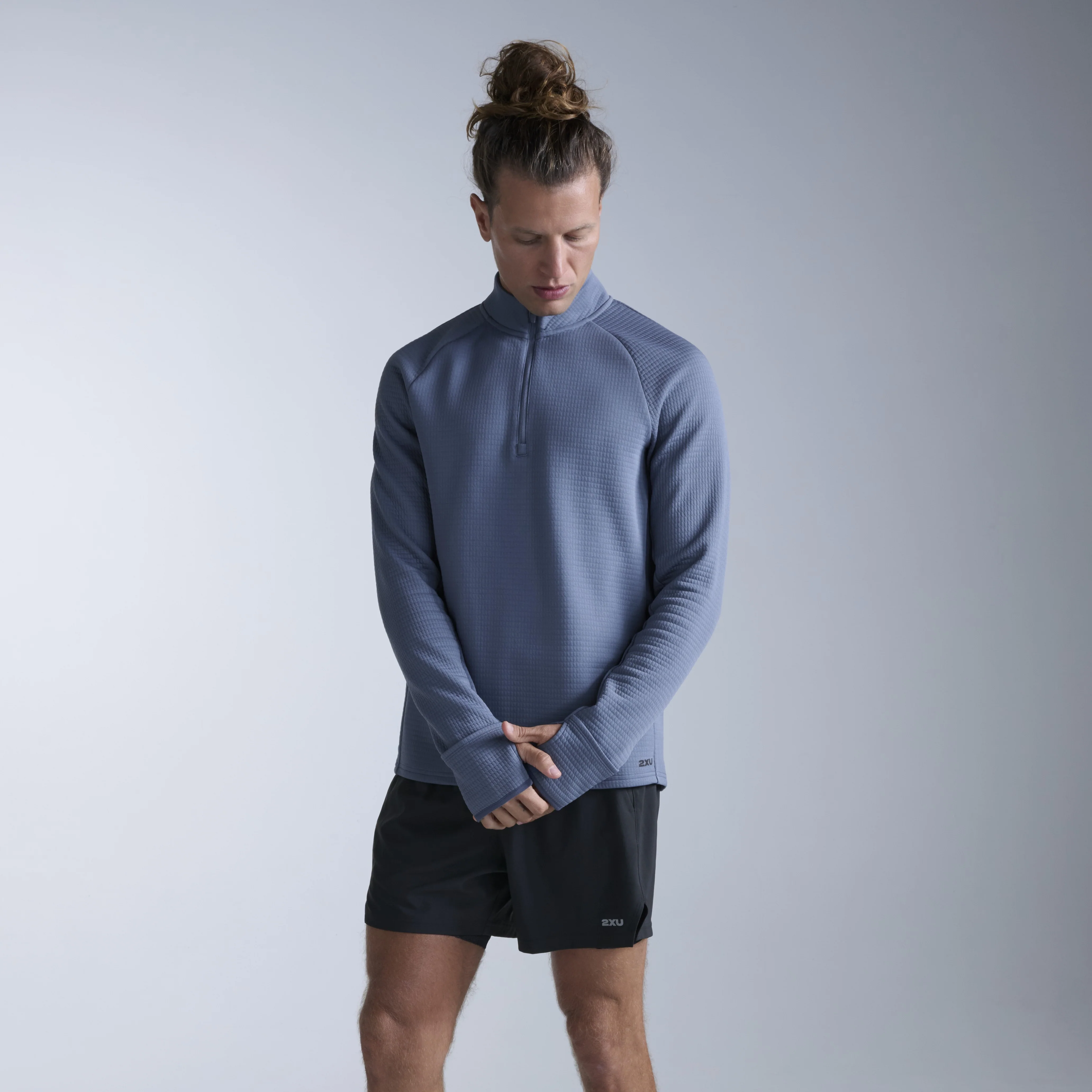 2XU Ignition Hyper-Haptic 1/4 Zip Fleece | Indigo / Black Reflective | Mens - Image 7