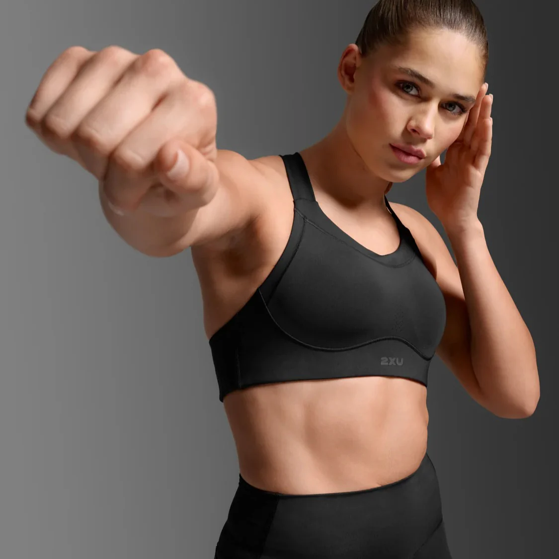 2XU Light Speed High Impact Bra | Black / Silver Reflective | Womens - Image 9