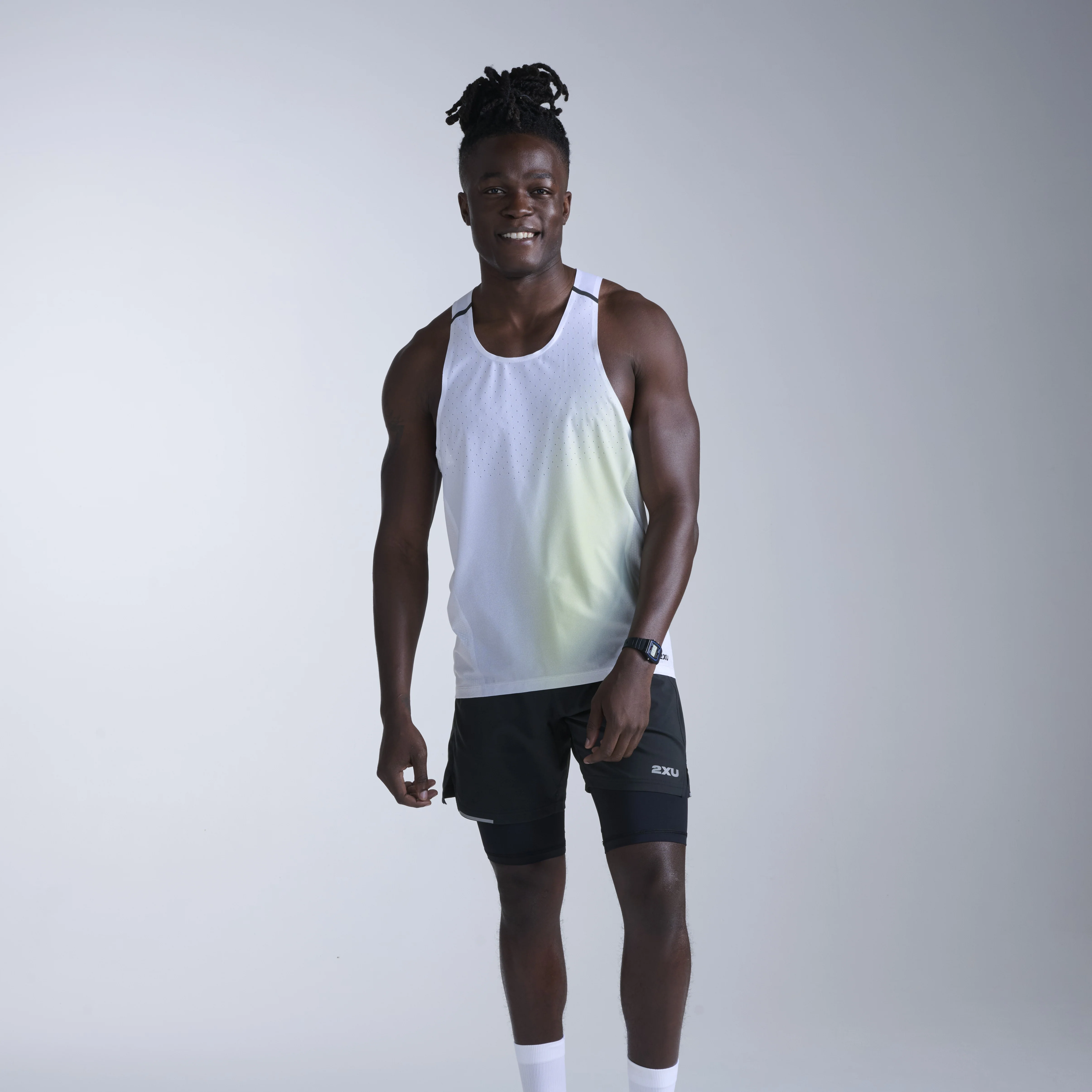 2XU Light Speed React Singlet | Cool Matcha Mist / Black Reflective | Mens - Image 6