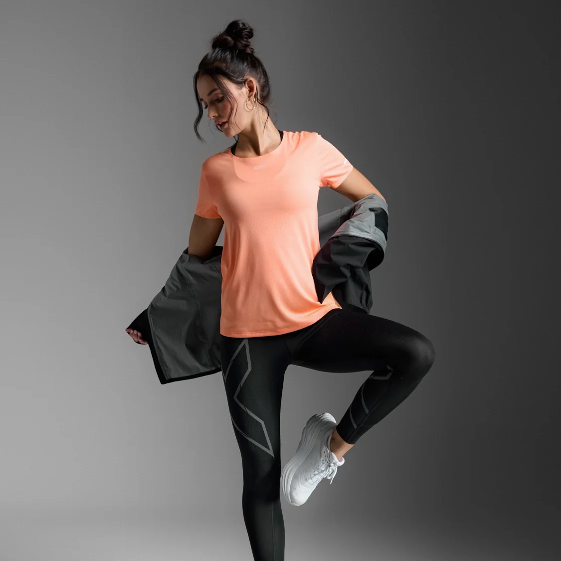 2XU Light Speed Tech Tee | Digital Peach / White Reflective | Womens - Image 7