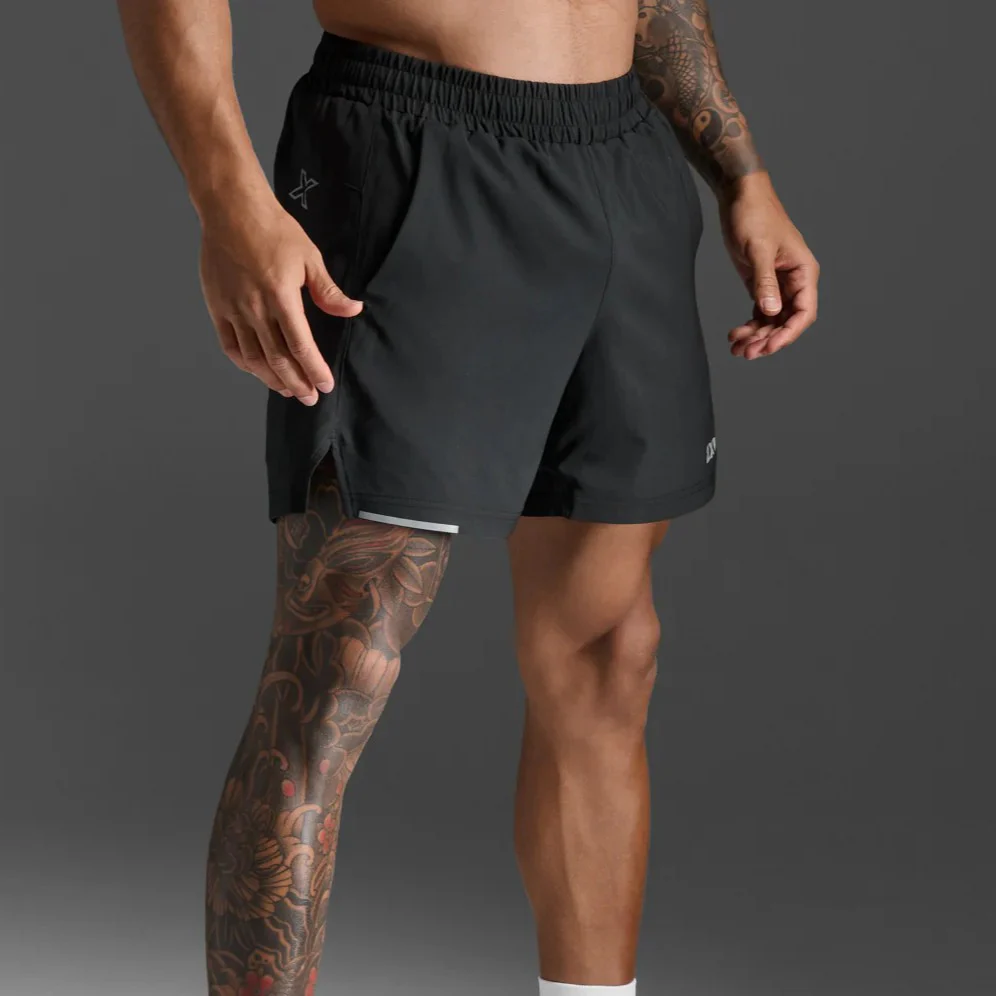 2XU Aero 5 Inch Shorts | Black / Silver Reflective | Mens - Image 3