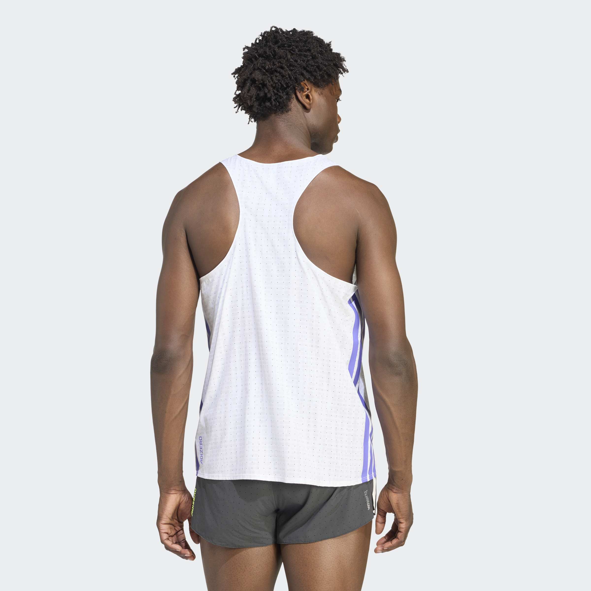 adidas Adizero Running Singlet | White / Solar Purple | Mens - Image 4