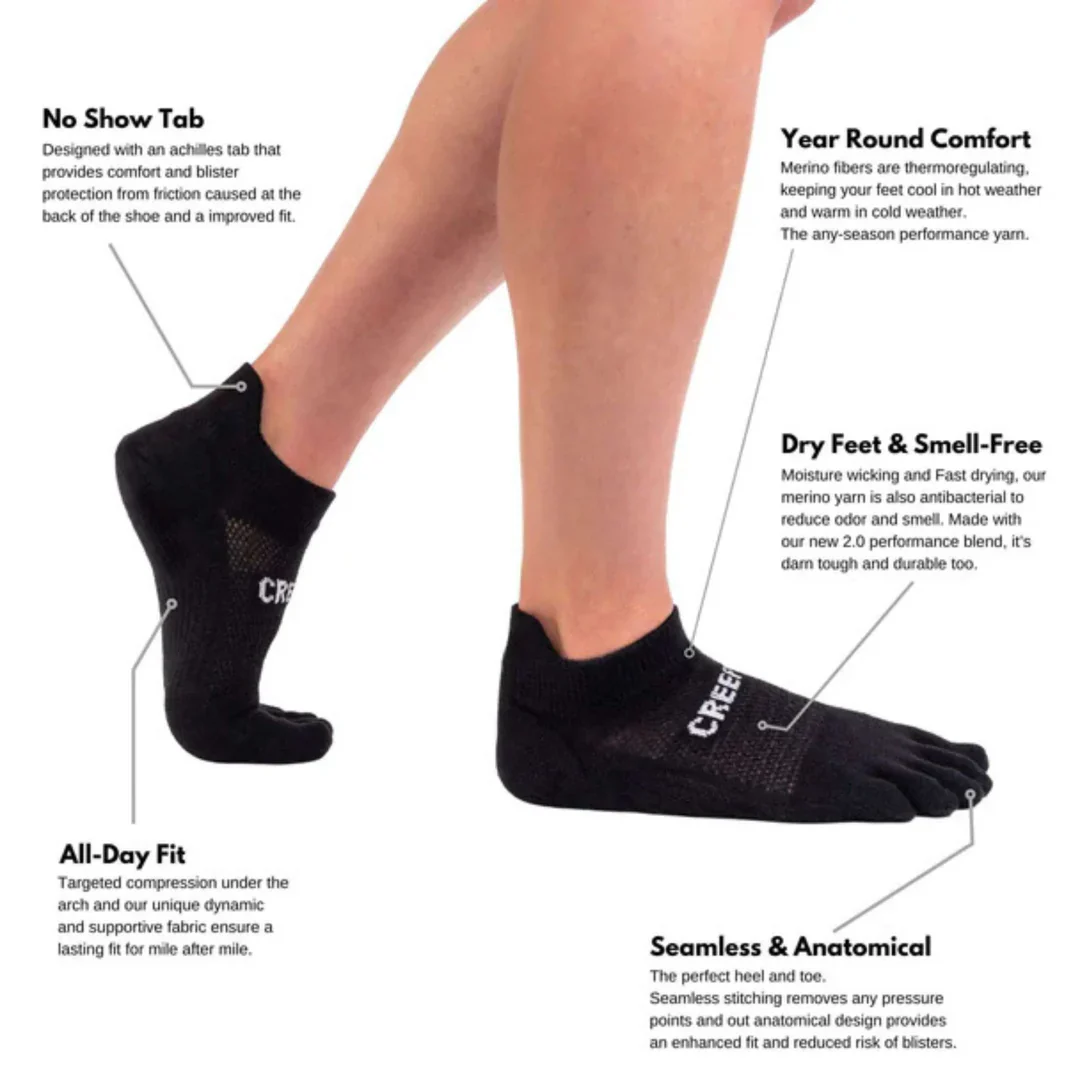 Creepers Merino Toe Socks | Low Ankle | Black - Image 3