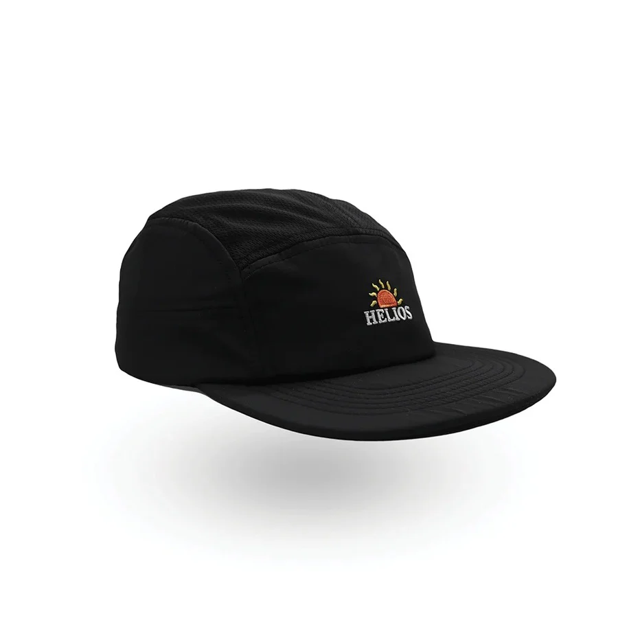 Helios Ultralight 7 Panel Running Cap | Soft Brim | Black