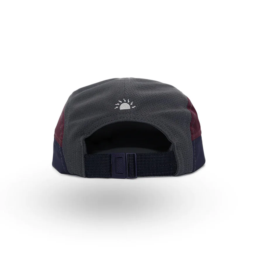Helios Ultralight 7 Panel Running Cap | Soft Brim | Charcoal / Burgundy - Image 2