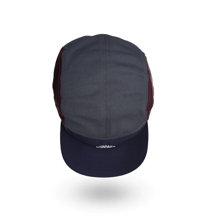 Helios Ultralight 7 Panel Running Cap | Soft Brim | Charcoal / Burgundy - Image 4