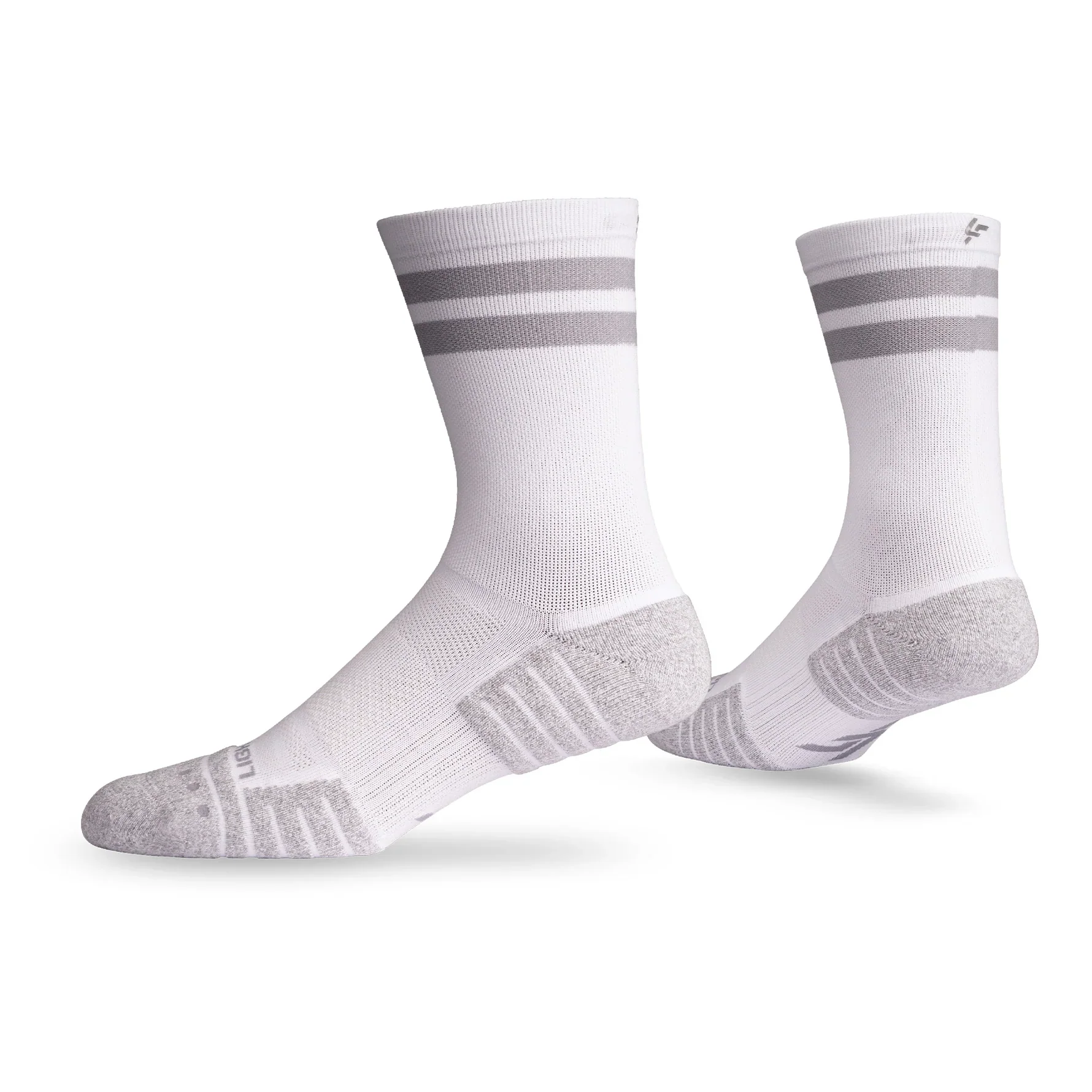 Lightfeet Performance Socks | Midweight | Half Crew | 2 Stripes White - Image 4