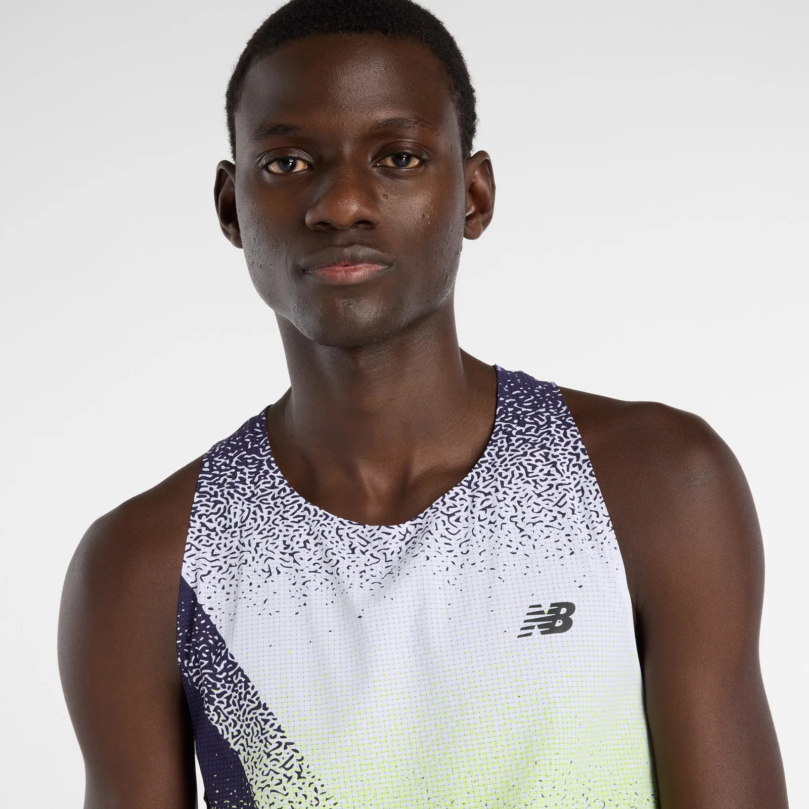 New Balance Race Day Ultra Light Printed Singlet | Electric Purple | Mens - Image 3