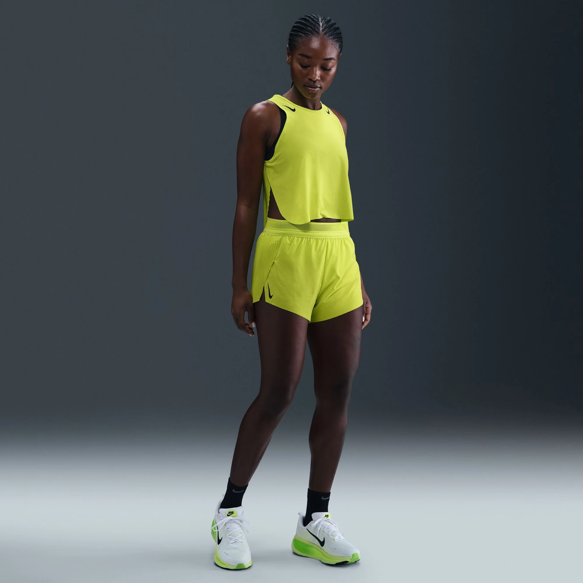 Nike AeroSwift Shorts | Cyber / Black | Womens - Image 7
