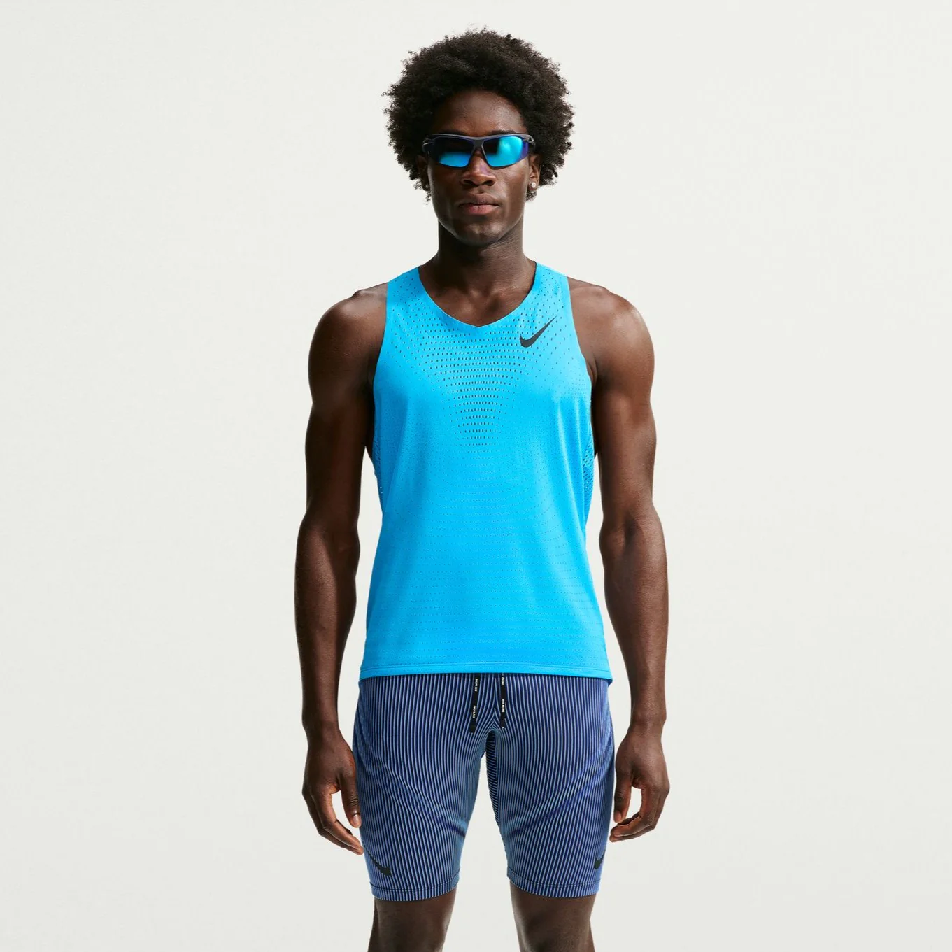 Nike AeroSwift Singlet | Light Current Blue / Black | Mens