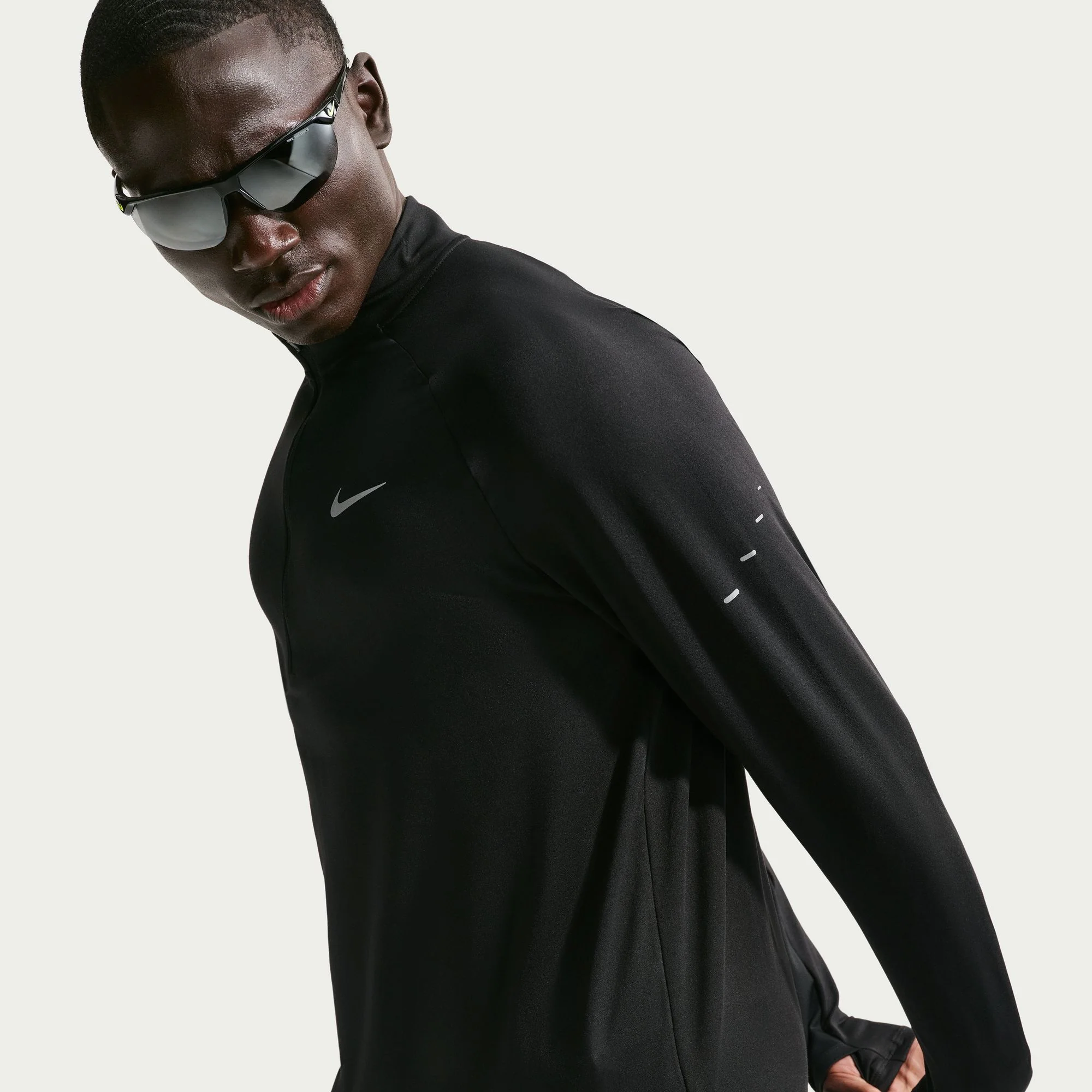 Nike Stride LS Tee | Black / Reflective Silver | Mens - Image 5