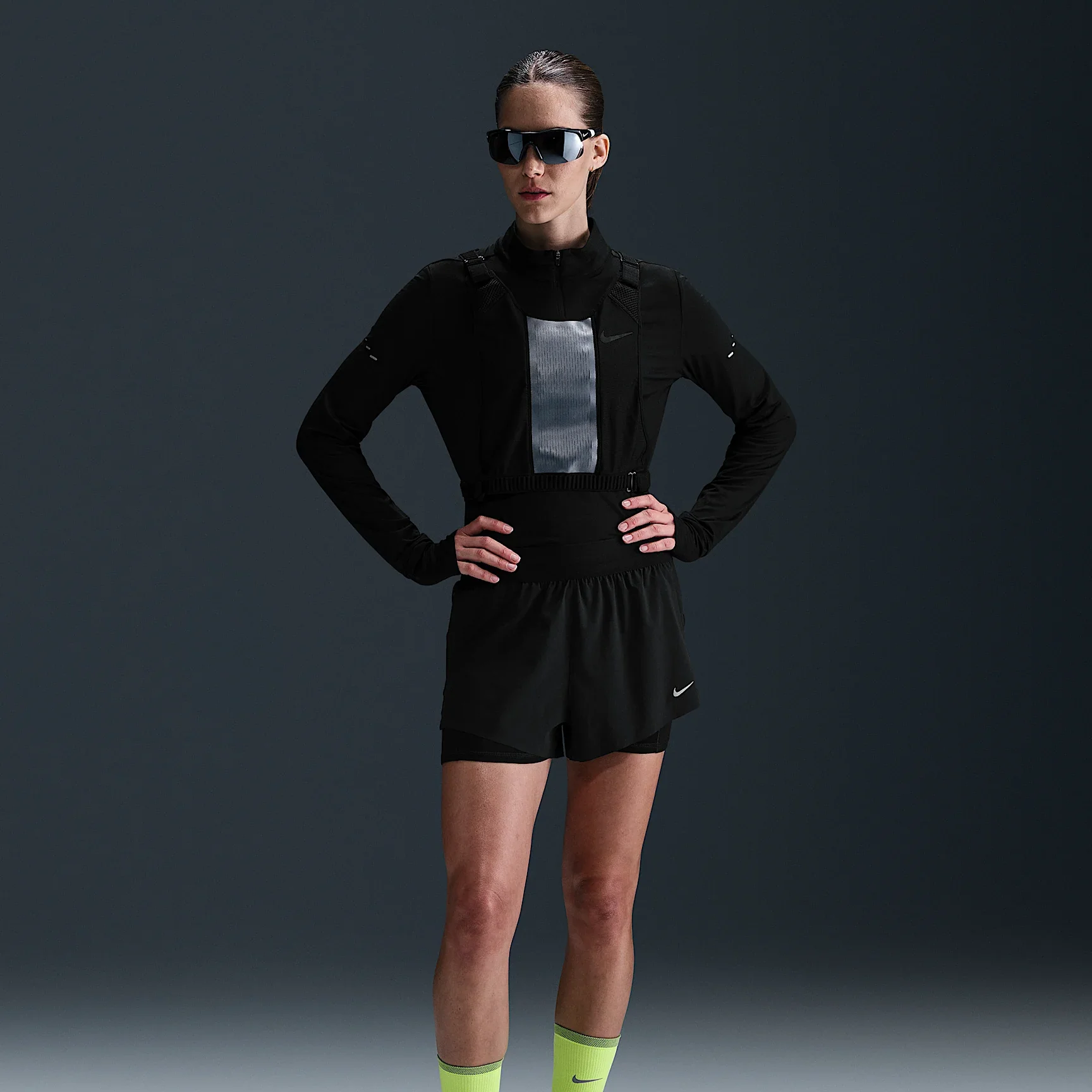 Nike Swift 2-in-1 Shorts | Black / Reflective Silver | Womens - Image 7