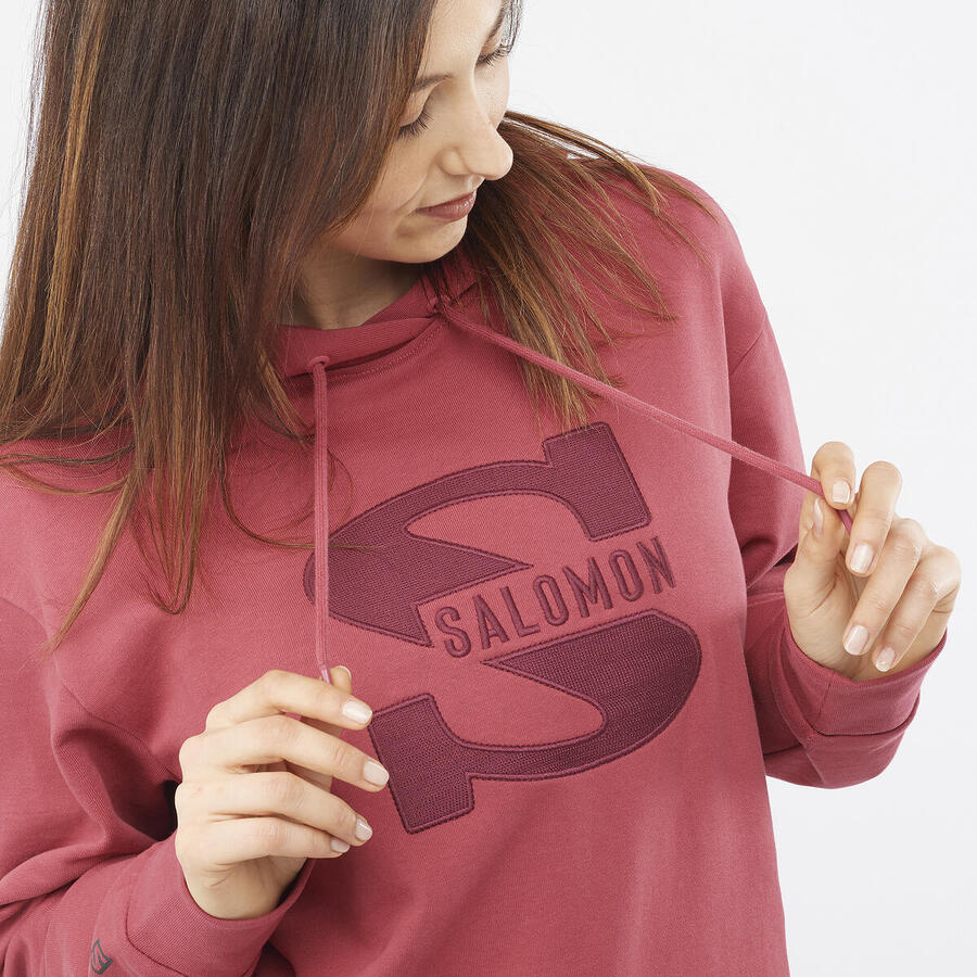 Salomon Outlife Pullover Hoody | Earth Red | Womens - Image 3