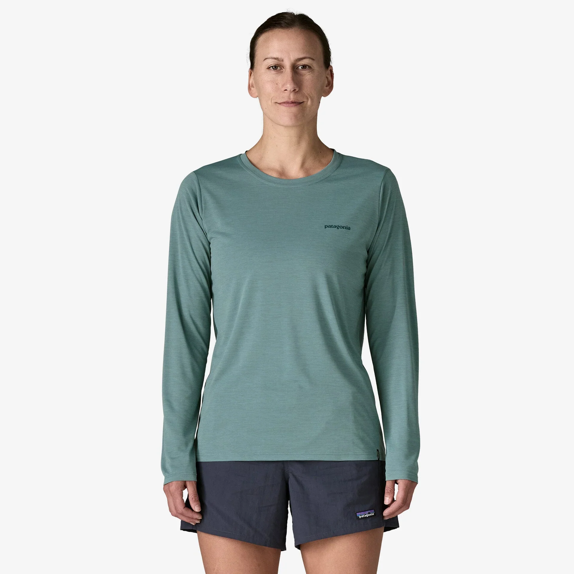 Patagonia Capilene Cool Daily Graphic L/S Shirt | Boardshort Logo: Blue Sage X-Dye | Womens - Image 2