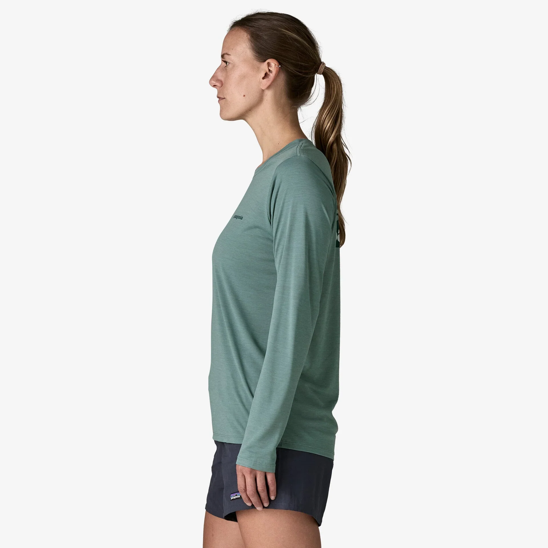 Patagonia Capilene Cool Daily Graphic L/S Shirt | Boardshort Logo: Blue Sage X-Dye | Womens - Image 4