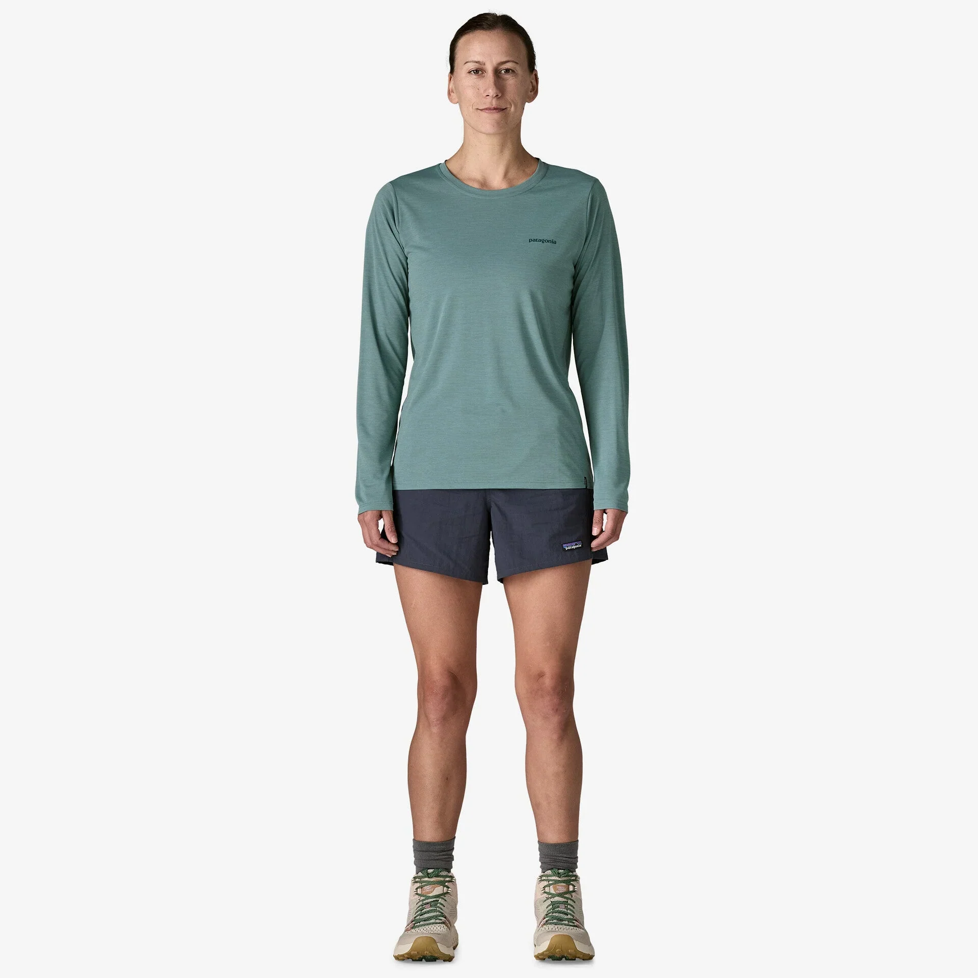 Patagonia Capilene Cool Daily Graphic L/S Shirt | Boardshort Logo: Blue Sage X-Dye | Womens - Image 5