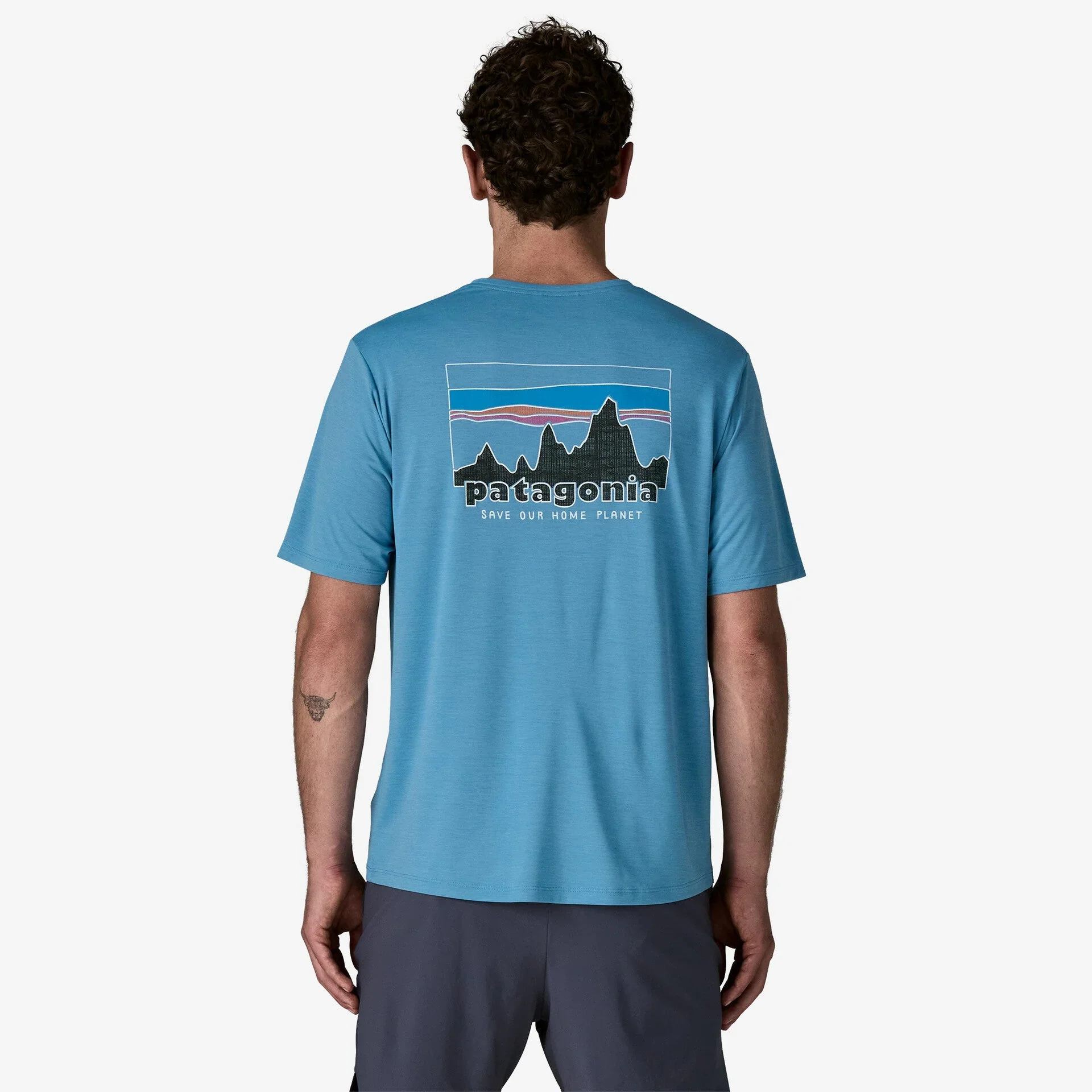 Patagonia Capilene Cool Daily Graphic Shirt | '73 Skyline: Shore Blue / Light Shore Blue X-Dye | Mens - Image 3