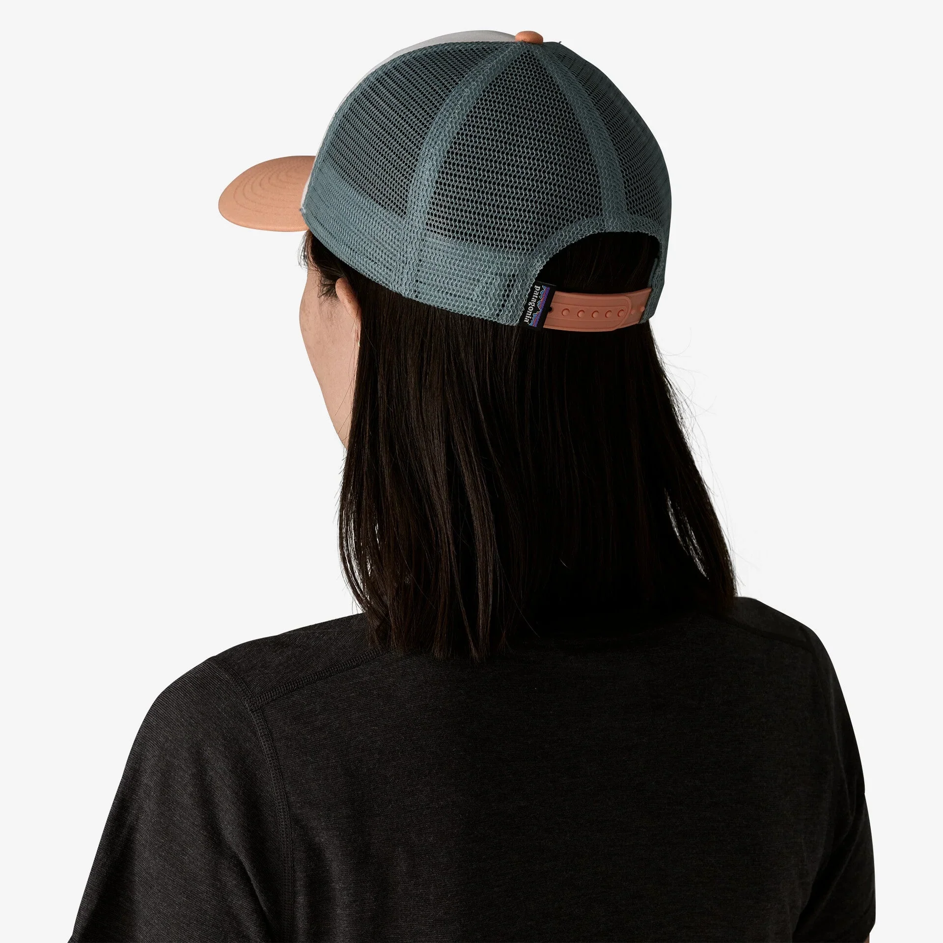 Patagonia P-6 Logo LoPro Trucker Hat | White / Peach Sherbet - Image 3