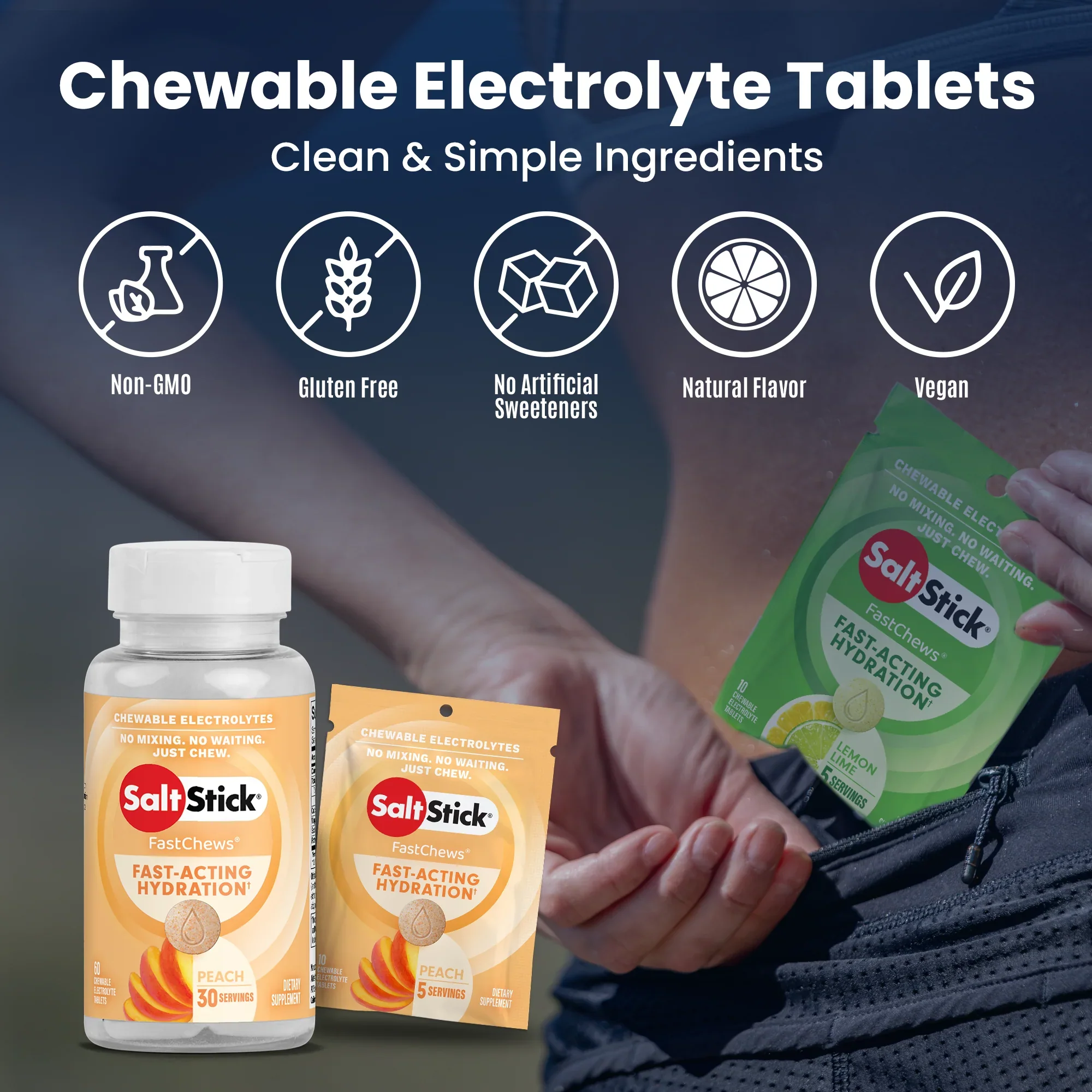 SaltStick FastChews | Peach | Bottle of 60 - Image 2