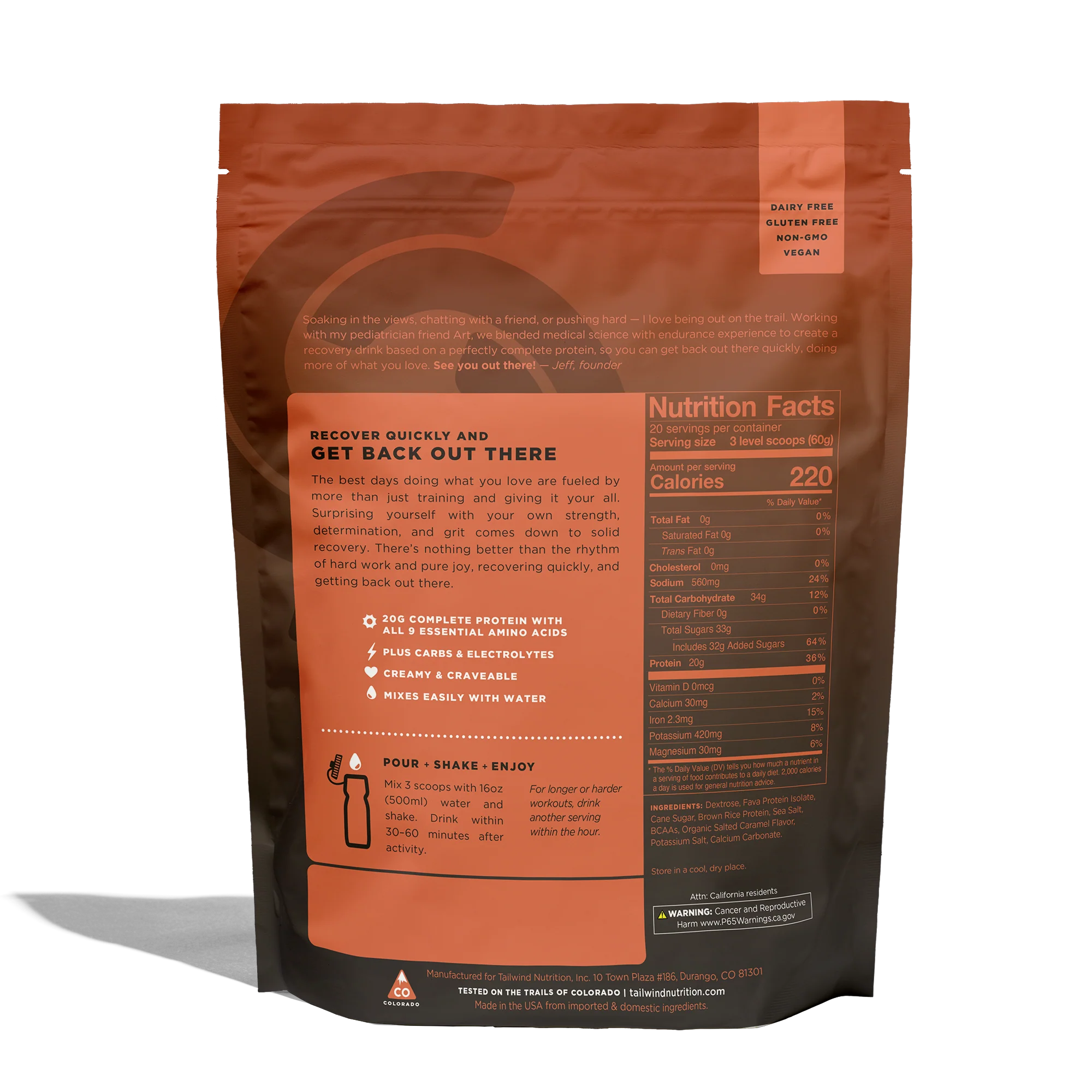 Tailwind Nutrition Fava Recovery Mix | 20 Serve | Salted Caramel - Image 3