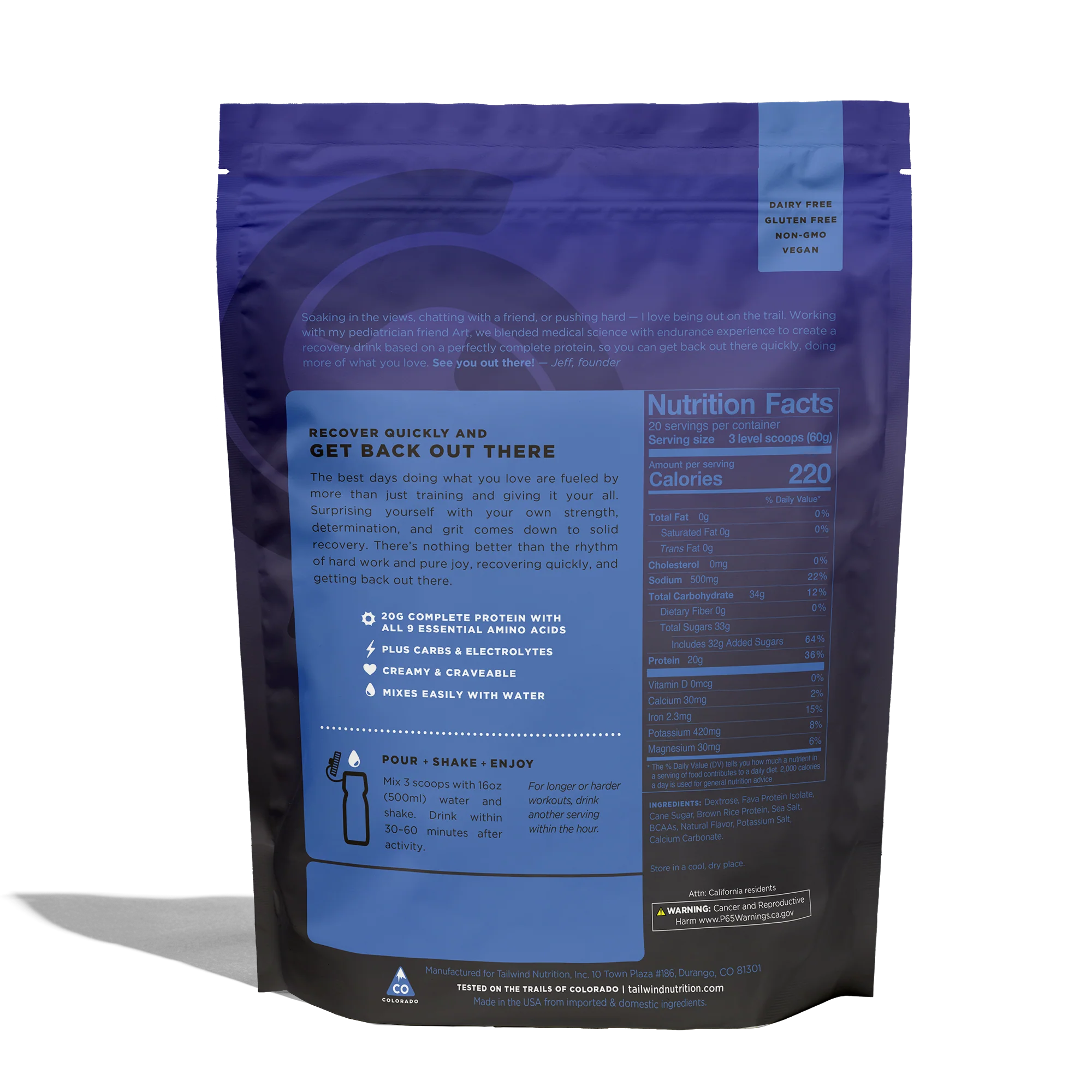 Tailwind Nutrition Fava Recovery Mix | 20 Serve | Vanilla - Image 3