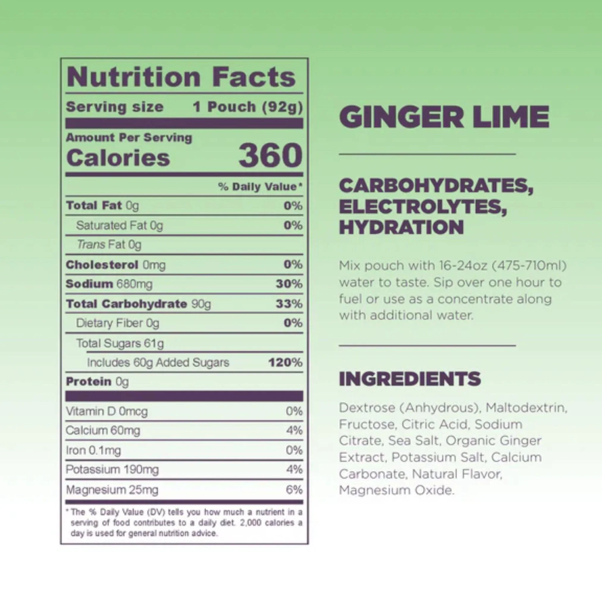 Tailwind Nutrition High Carb Fuel | Single Serve | Ginger Lime - Image 3